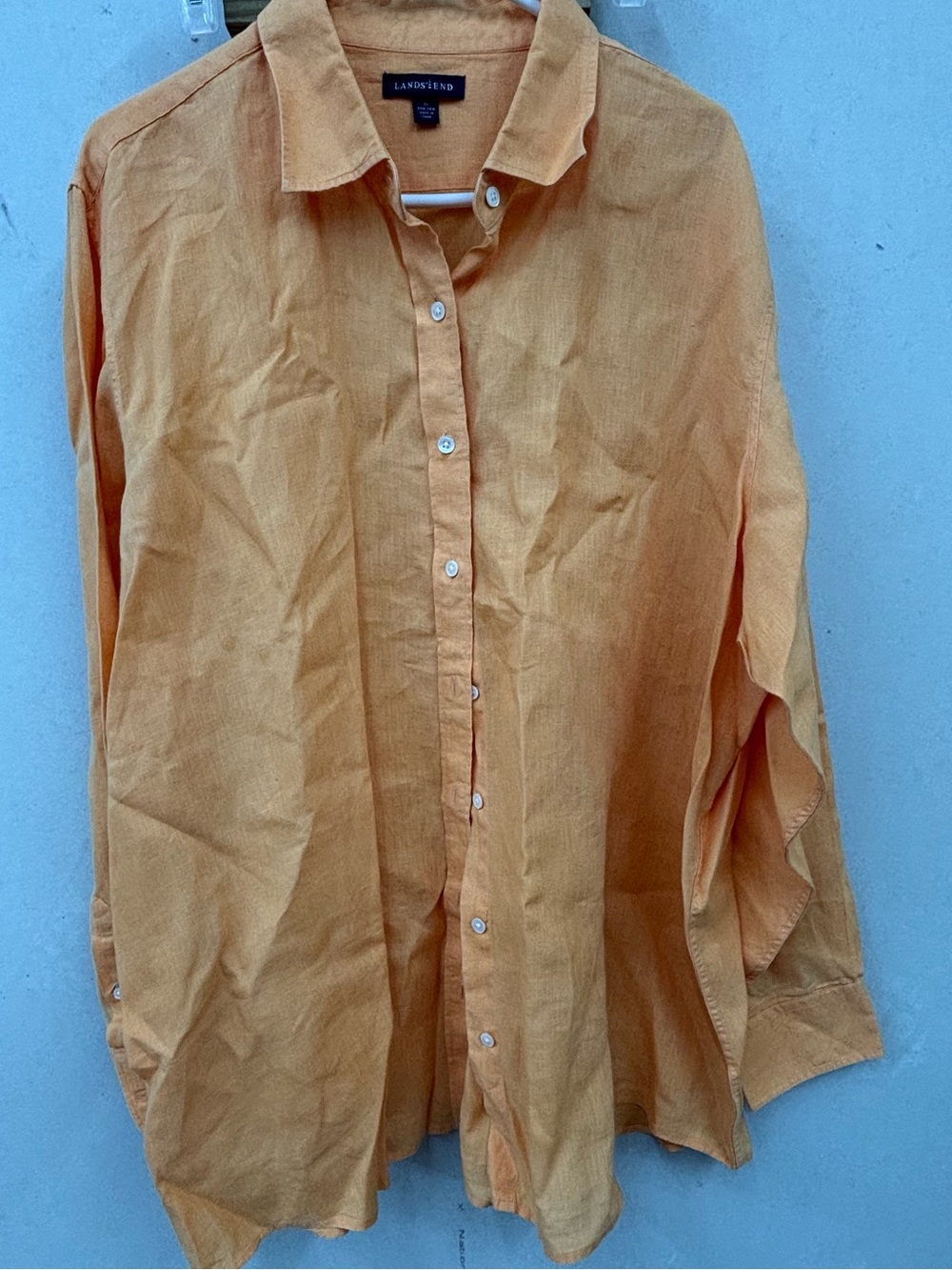 Land’s end long sleeve button down linen blouse size 3X(24W/26W)